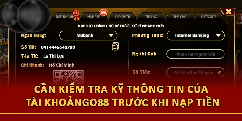 Cần kiểm tra kỹ thông tin của tài khoản nhà cái trước khi nạp tiền